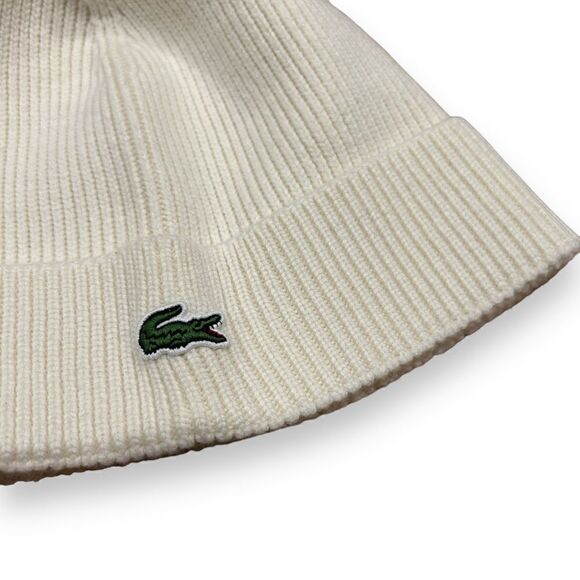 LACOSTE MEN & WOMEN LOGO BEANIE CUFFED HAT SKULL CAP 100% WOOL ONE SIZE NWOT - Picture 5 of 8